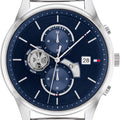 Tommy Hilfiger Weston Chronograph Blue Dial Silver Mesh Bracelet Watch For Men - 1710504