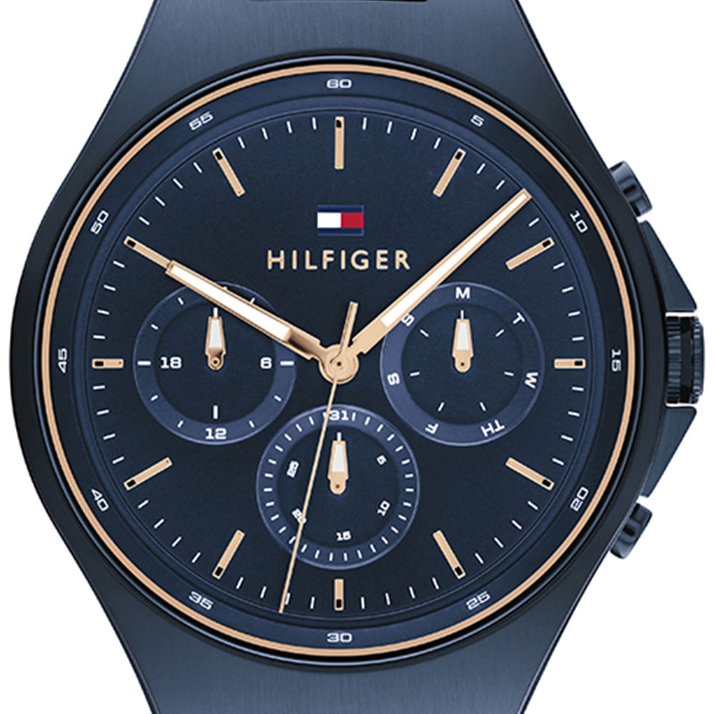 Tommy Hilfiger Justin Chronograph Blue Dial Blue Steel Strap Watch For Men - 1792058