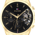 Tommy Hilfiger Baker Chronograph Black Dial Gold Steel Strap Watch for Men - 1710447