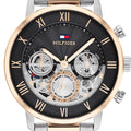 Tommy Hilfiger Legend Chronograph Black Dial Two Tone Steel Strap Watch For Men - 1710570