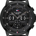 Tommy Hilfiger Classic Chronograph Black Dial Black Steel Strap Watch For Men - 1710494