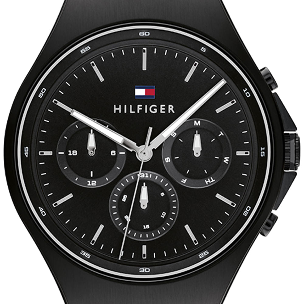 Tommy Hilfiger Justin Chronograph Black Dial Black Steel Strap Watch For Men - 1792055