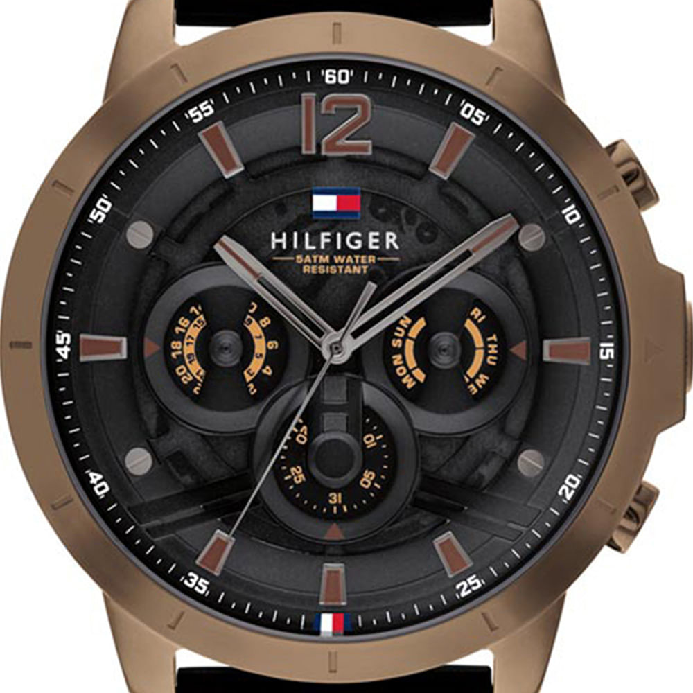 Tommy Hilfiger Luca Chronograph Black Dial Black Rubber Strap Watch For Men - 1710491