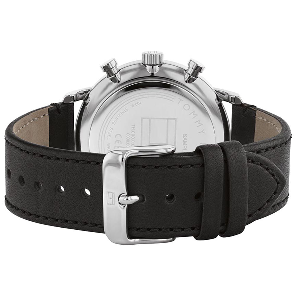 Tommy Hilfiger Legend Chronograph Black Dial Black Leather Strap Watch For Men - 1710565