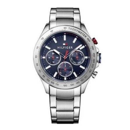 Tommy Hilfiger Hudson Chronograph Quartz Blue Dial Silver Steel Strap Watch For Men - 1791228