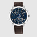 Tommy Hilfiger Henry Chronograph Blue Dial Brown Leather Strap Watch For Men -1710476