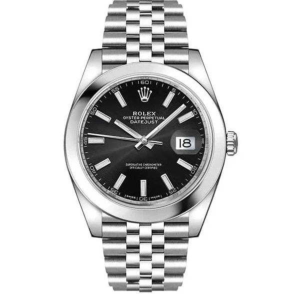 Rolex Datejust 41 Oyster Black Dial Oystersteel Jubilee Bracelet Watch for Men - M126300-0012