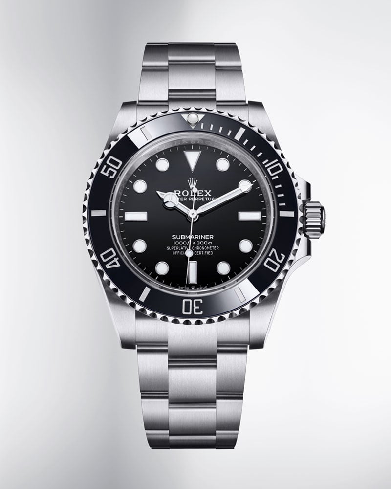 Rolex Submariner Black Dial Silver Steel Strap Watch for Men - M124060-0001