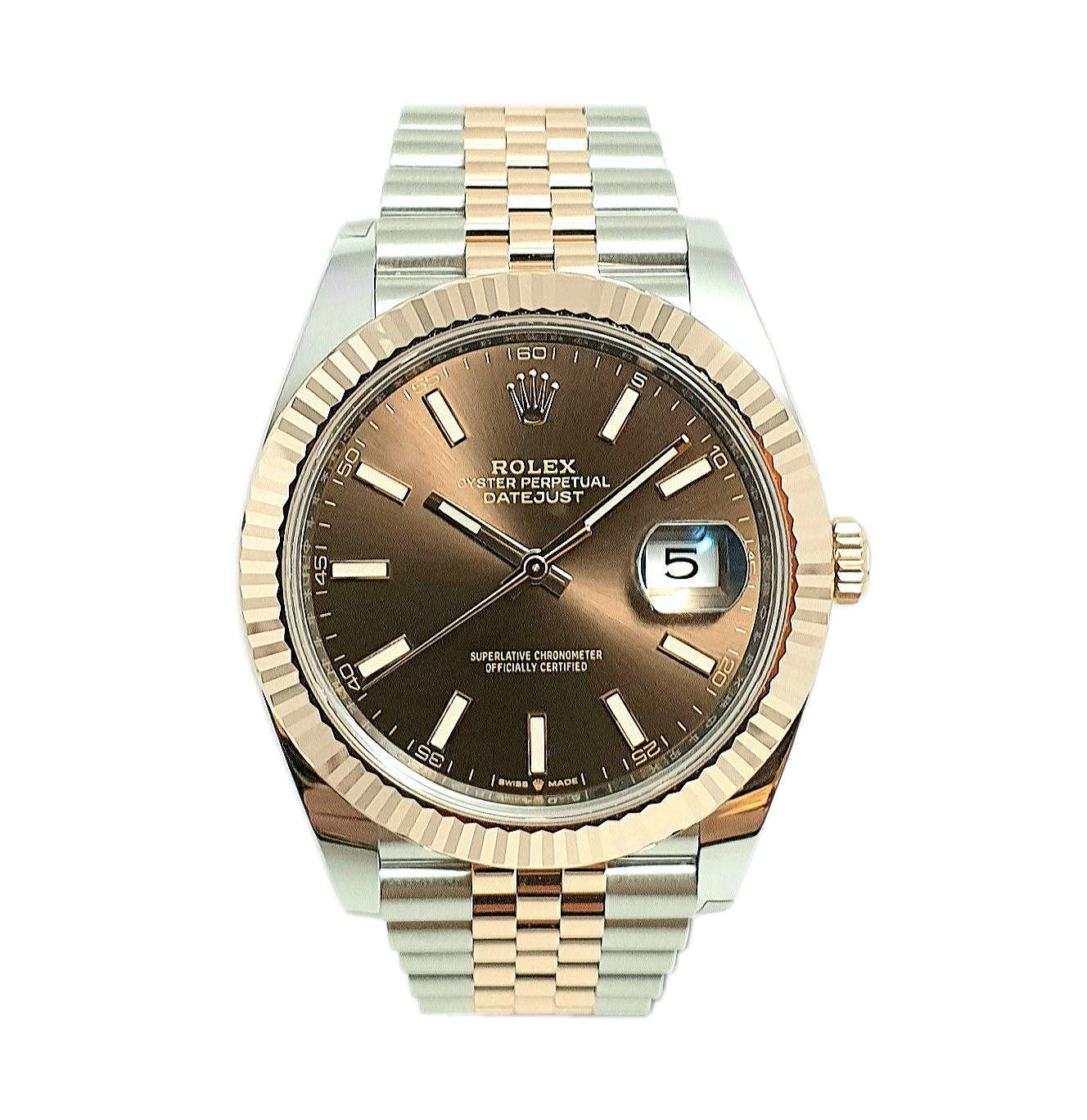 Rolex Datejust 41 Oyster Chocolate Dial Two Tone Oystersteel & Everose Gold Jubilee Bracelet Watch for Men - M126331-0002