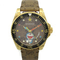 Gucci Dive Doraemon Quartz Brown Dial Brown Leather Strap Watch For Men - YA136335