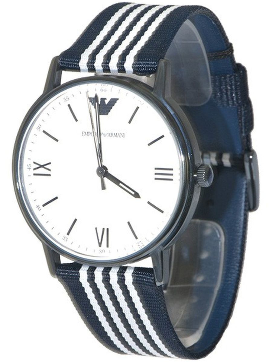 Emporio Armani Kappa Dress White Dial Two Tone NATO Strap Watch For Men - AR80005