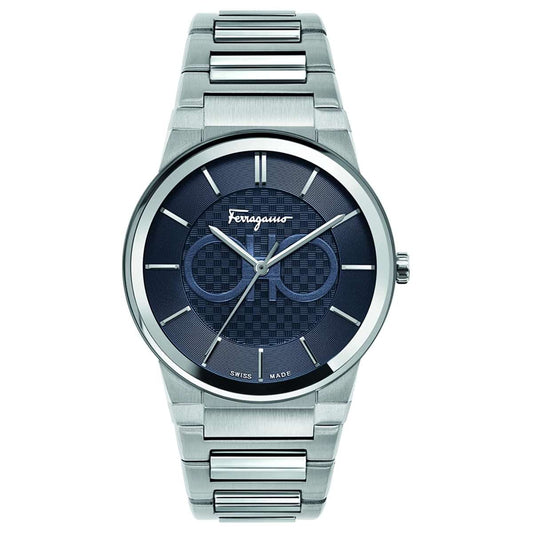 Salvatore Ferragamo Sapphire Blue Dial Silver Steel Strap Watch for Men - SFHP006-20