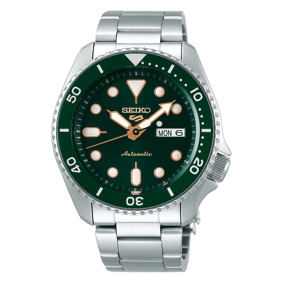 Seiko 5 Sports Automatic Analog Green Dial Silver Steel Strap Watch For Men - SRPD63K1