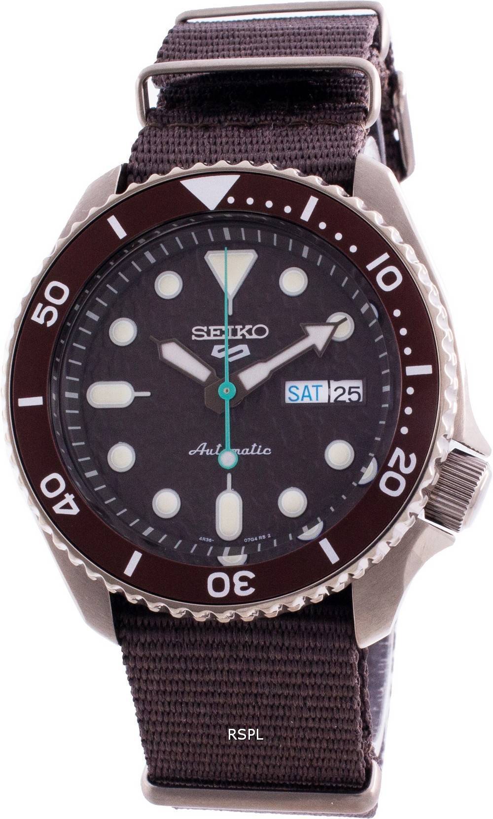 Seiko 5 Sport Automatic Brown Dial Brown Nylon Strap Watch For Men - SRPD85K1