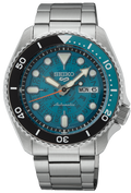 Seiko 5 Sports SKX Skeleton Green Dial Silver Steel Strap Watch For Men - SRPJ45K1