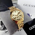 Guess Mini Sunrise Quartz Gold Dial Gold Steel Strap Watch For Women - W0448L2