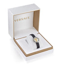 Versace Virtus Quartz White Dial Black Leather Strap Watch For Women - VET300421