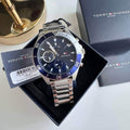 Tommy Hilfiger Larson Chronograph Blue Dial Silver Steel Strap Watch For Men - 1791917