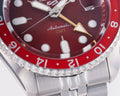 Seiko 5 Sports Thong Sia Limited Edition Red Dial Silver Steel Strap Watch For Men - SSK031K1