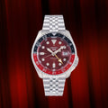 Seiko 5 Sports Thong Sia Limited Edition Red Dial Silver Steel Strap Watch For Men - SSK031K1