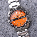 Seiko 5 Sports Double Hurricane Retro Orange Dial Silver Steel Strap Watch For Men - SRPK11K1