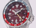 Seiko 5 Sports Thong Sia Limited Edition Red Dial Silver Steel Strap Watch For Men - SSK031K1