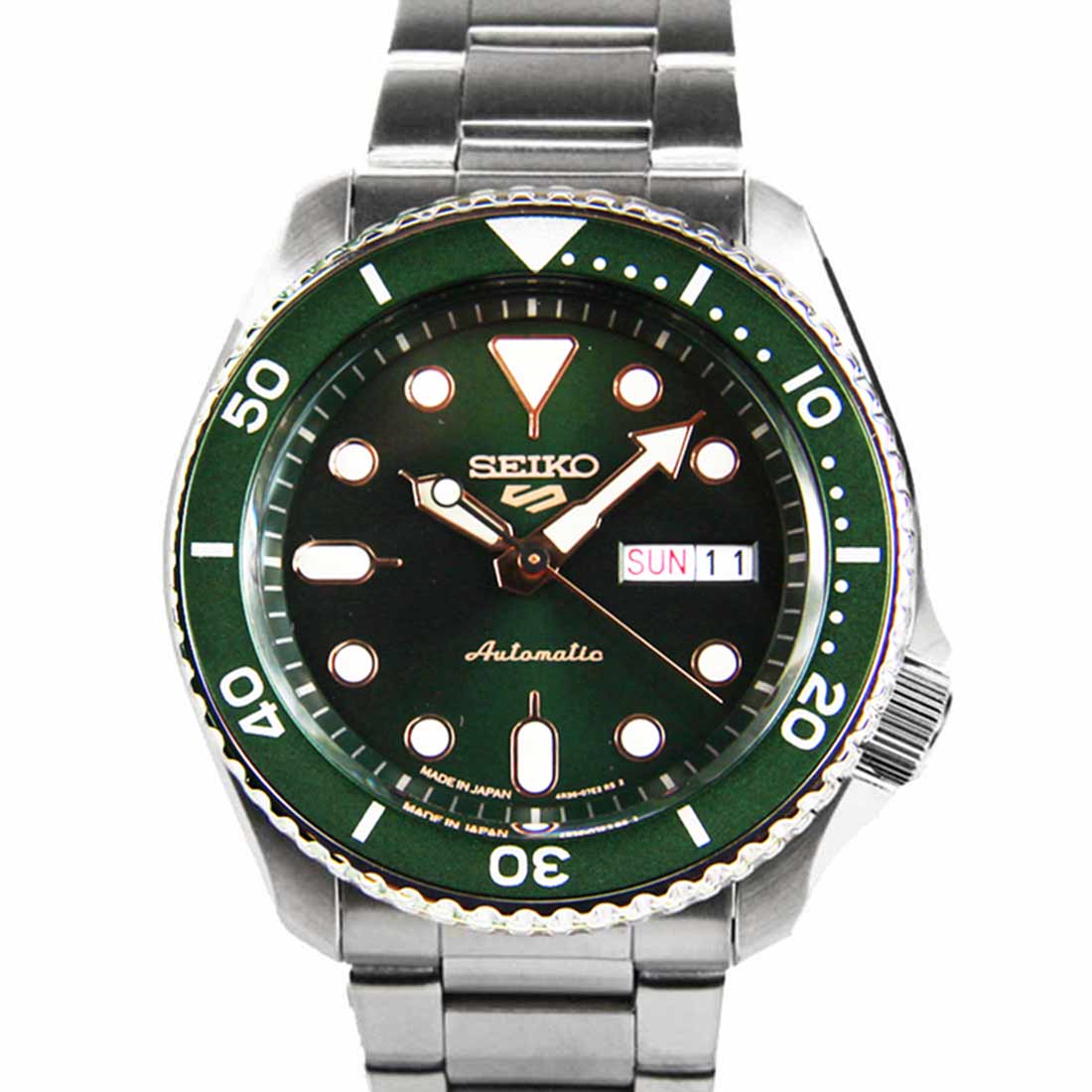 Seiko 5 Sports Automatic Analog Green Dial Silver Steel Strap Watch For Men - SRPD63K1