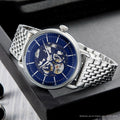 Emporio Armani Aviator Multifunction Blue Dial Silver Mesh Bracelet Watch For Men - AR60024