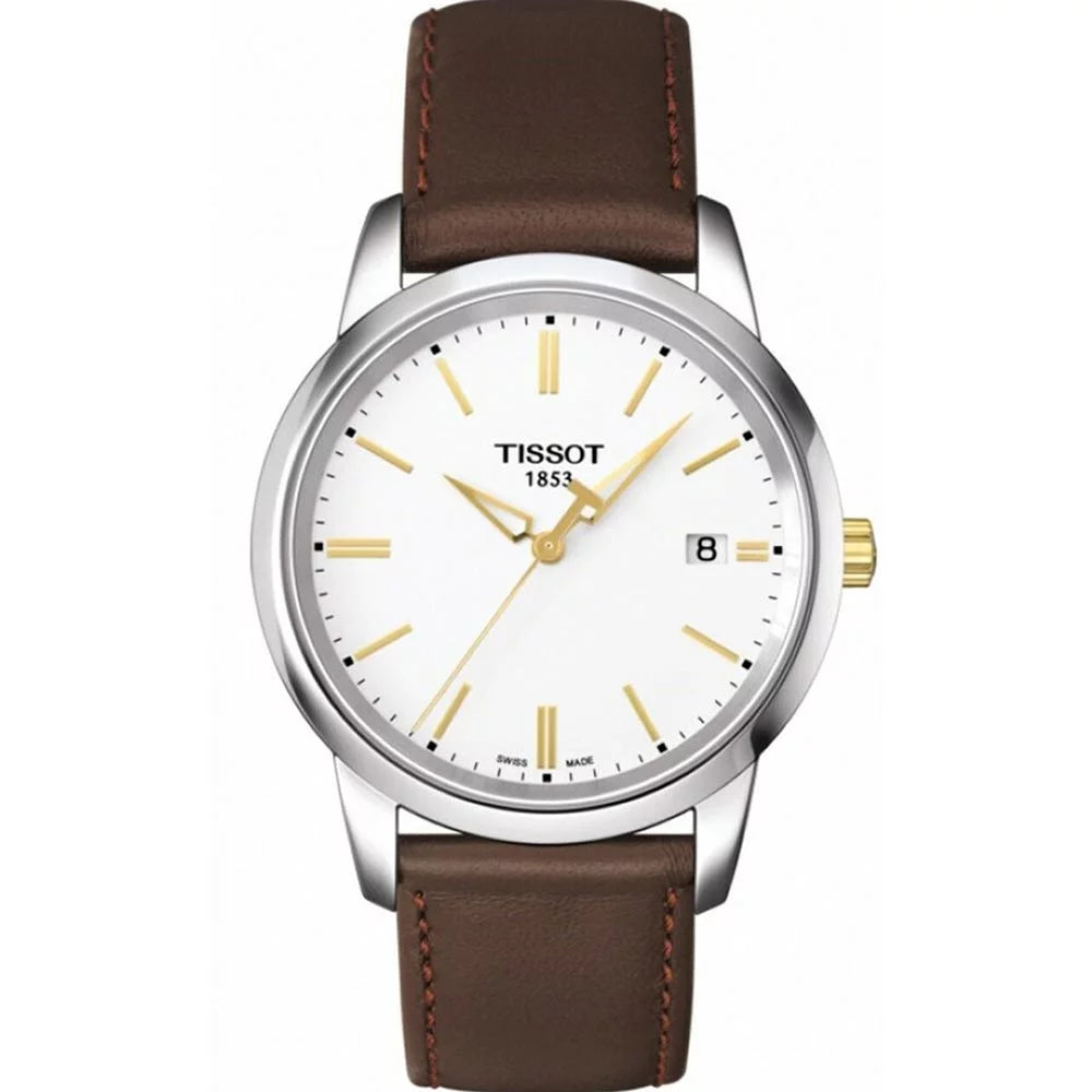 Tissot T Classic Dream White Dial Brown Leather Strap Watch for Men - T033.410.26.011.01