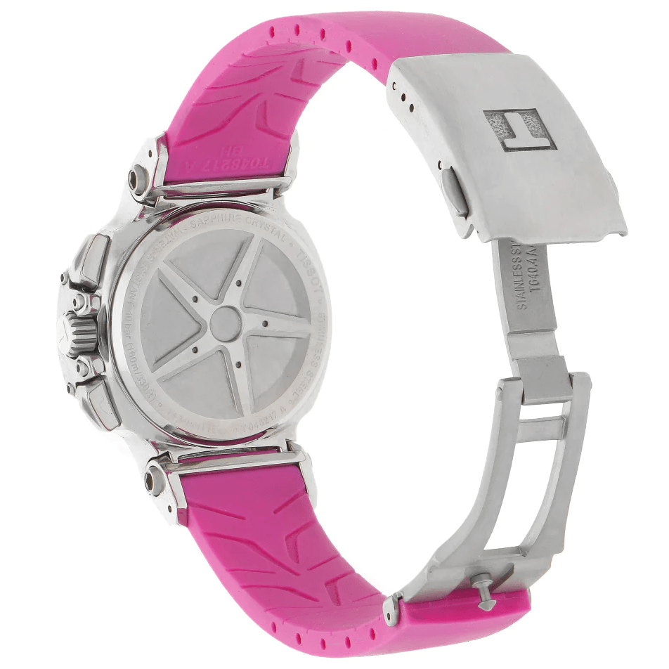 Tissot T Race Chronograph White Dial Pink Rubber Strap Watch for Women - T048.217.17.017.01