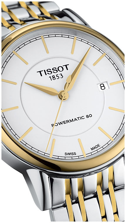 Tissot T Classic Carson Automatic White Dial Two Tone Steel Strap Watch for Men - T085.407.22.011.00