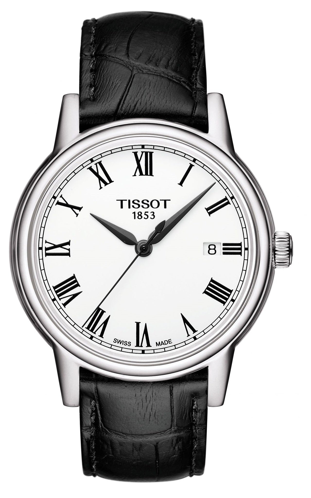 Tissot T Classic Carson White Dial Black Leather Strap Watch for Men - T085.410.16.013.00