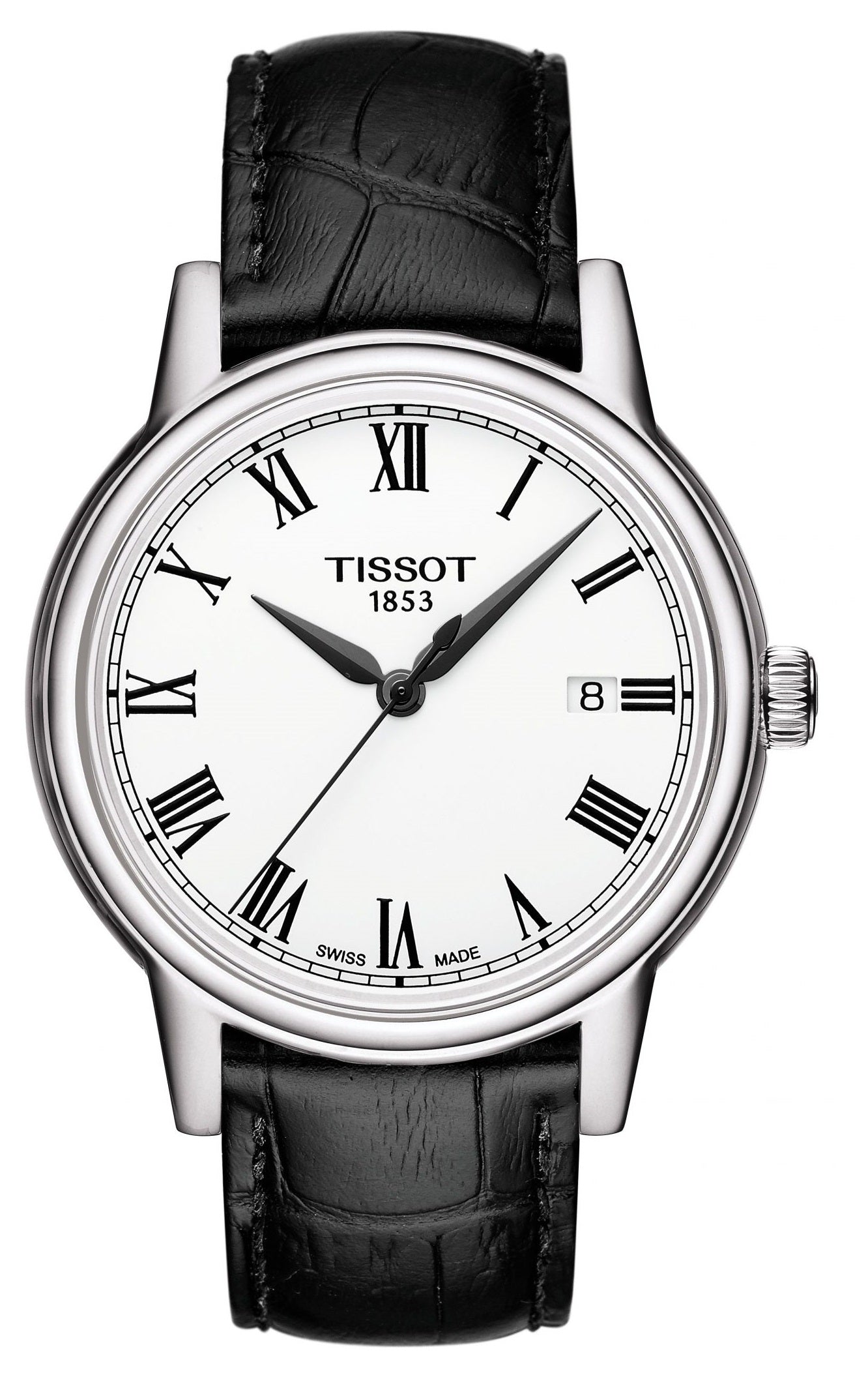 Tissot T Classic Carson White Dial Black Leather Strap Watch for Men - T085.410.16.013.00