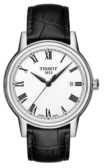 Tissot T Classic Carson White Dial Black Leather Strap Watch for Men - T085.410.16.013.00