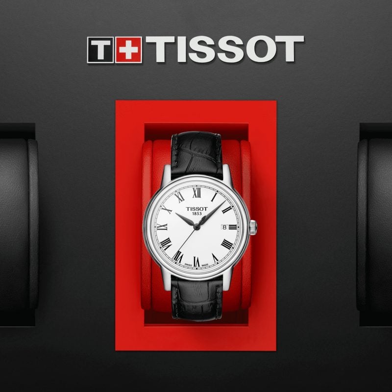 Tissot T Classic Carson White Dial Black Leather Strap Watch for Men - T085.410.16.013.00