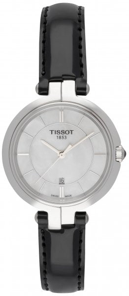 Tissot T Lady Flamingo Mother of Pearl Dial Black Leather Strap Watch for Women - T094.210.16.111.00