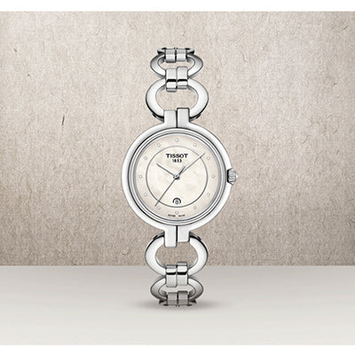 Tissot T Trend Flamingo Mother of Pearl White Dial Silver Steel Strap Watch for Women - T094.210.11.116.00