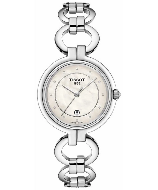 Tissot T Trend Flamingo Mother of Pearl Dial Silver Steel Strap Watch for Women - T094.210.11.116.00