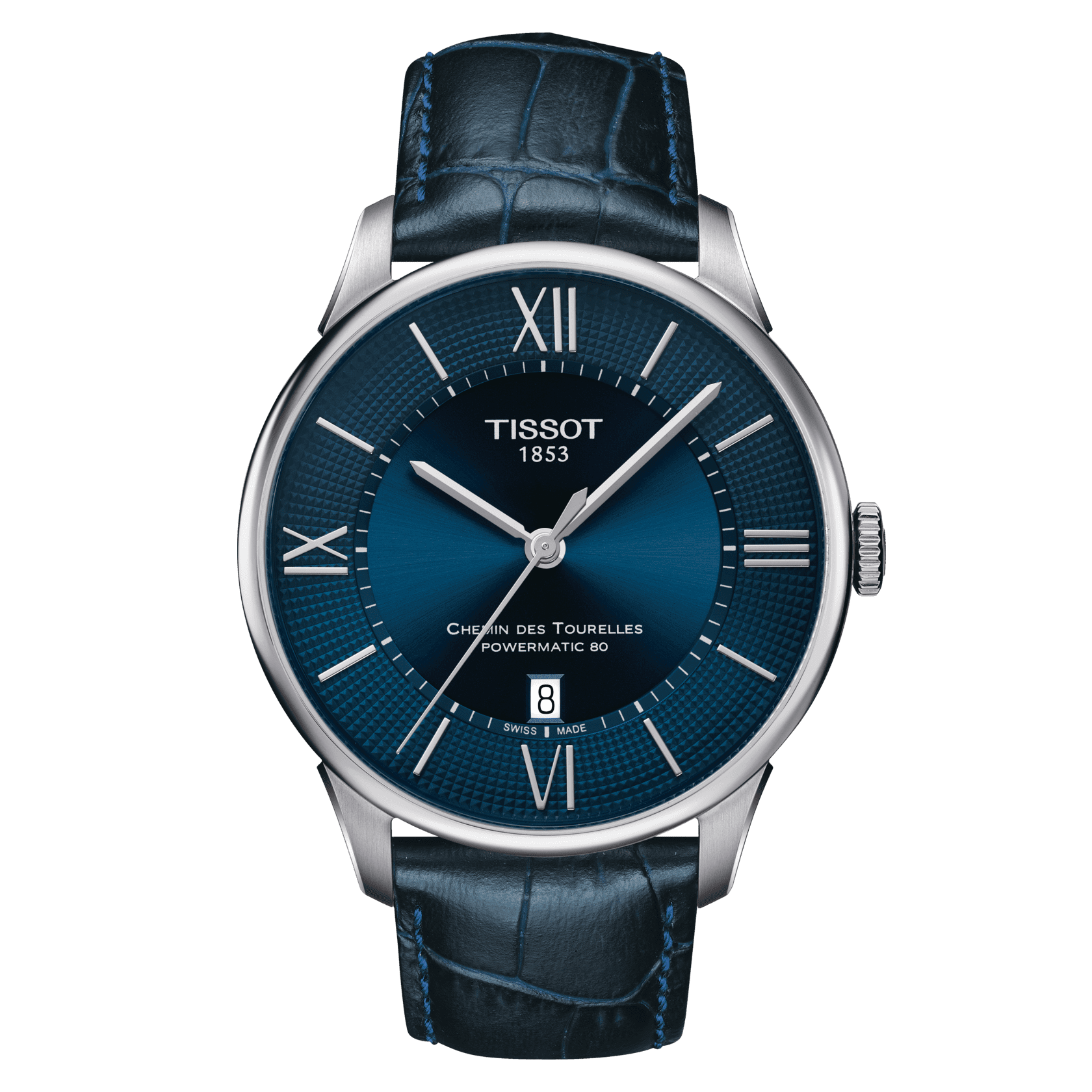 Tissot Chemin Des Tourelles Powermatic 80 Blue Dial Blue Leather Strap Watch for Men - T099.407.16.048.00