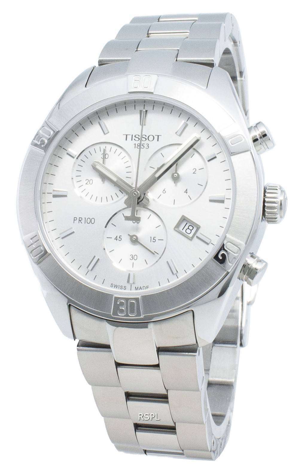 Tissot PR 100 Sport Chic Chronograph Silver Dial Silver Steel Strap Watch for Women - T101.917.11.031.00