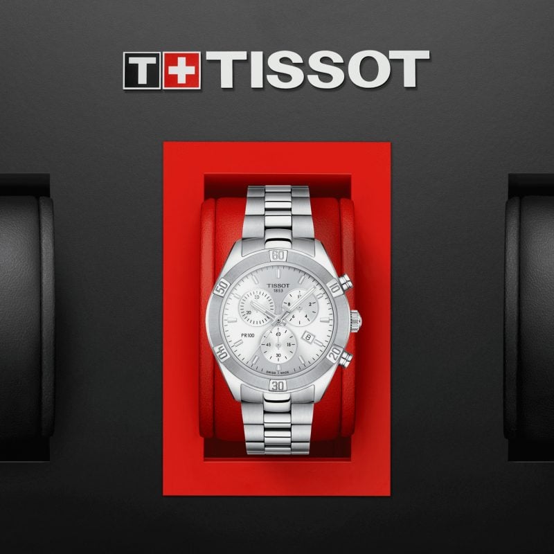 Tissot PR 100 Sport Chic Chronograph Silver Dial Silver Steel Strap Watch for Women - T101.917.11.031.00