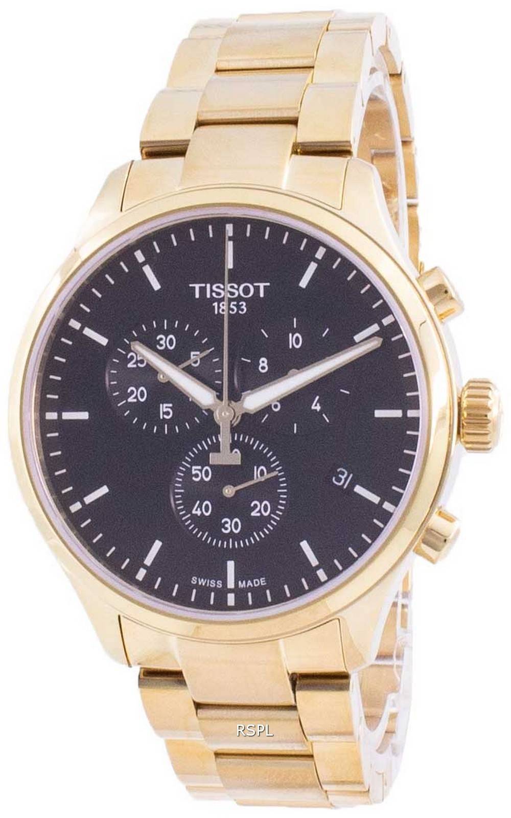 Tissot Chrono XL Classic Black Dial Gold Steel Strap Watch for Men - T116.617.33.051.00