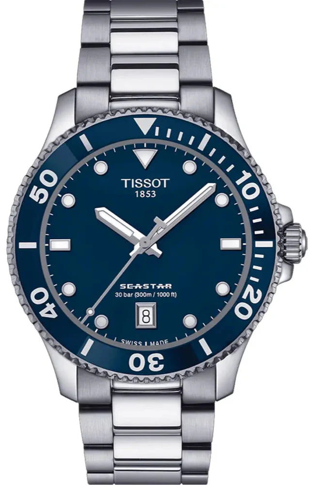 Tissot Seastar 1000 Blue Dial Silver Steel Strap Watch For Men - T120.410.11.041.00