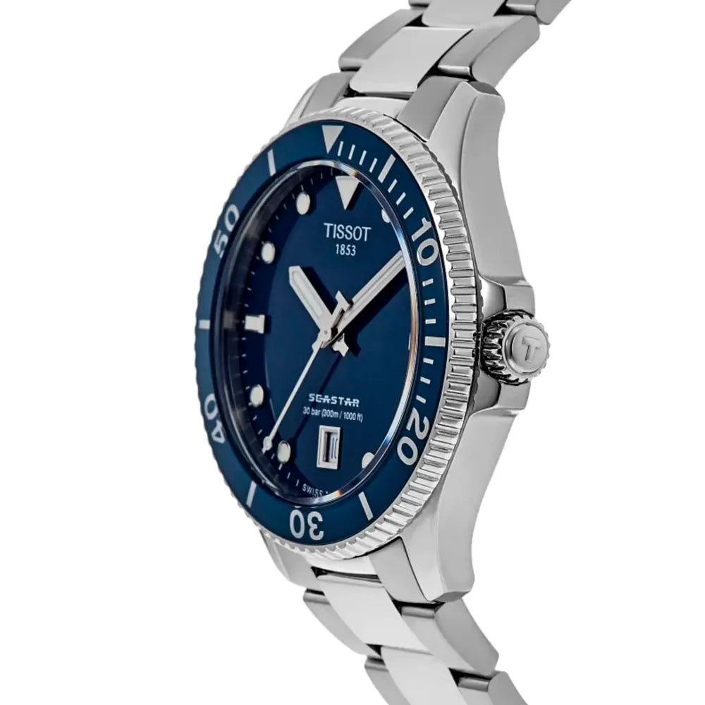 Tissot Seastar 1000 Blue Dial Silver Steel Strap Watch For Men - T120.410.11.041.00