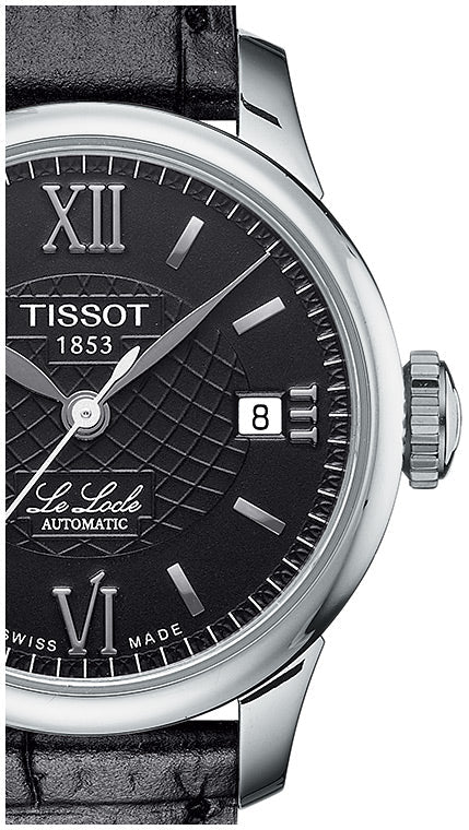 Tissot Le Locle Automatic Black Dial Black Leather Strap Watch for Women - T41.1.123.57