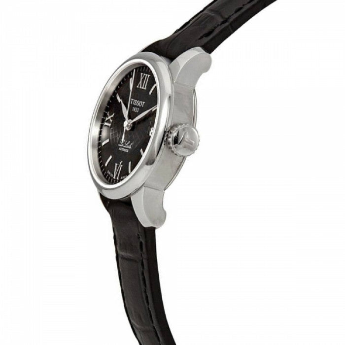 Tissot Le Locle Automatic Black Dial Black Leather Strap Watch for Women - T41.1.123.57