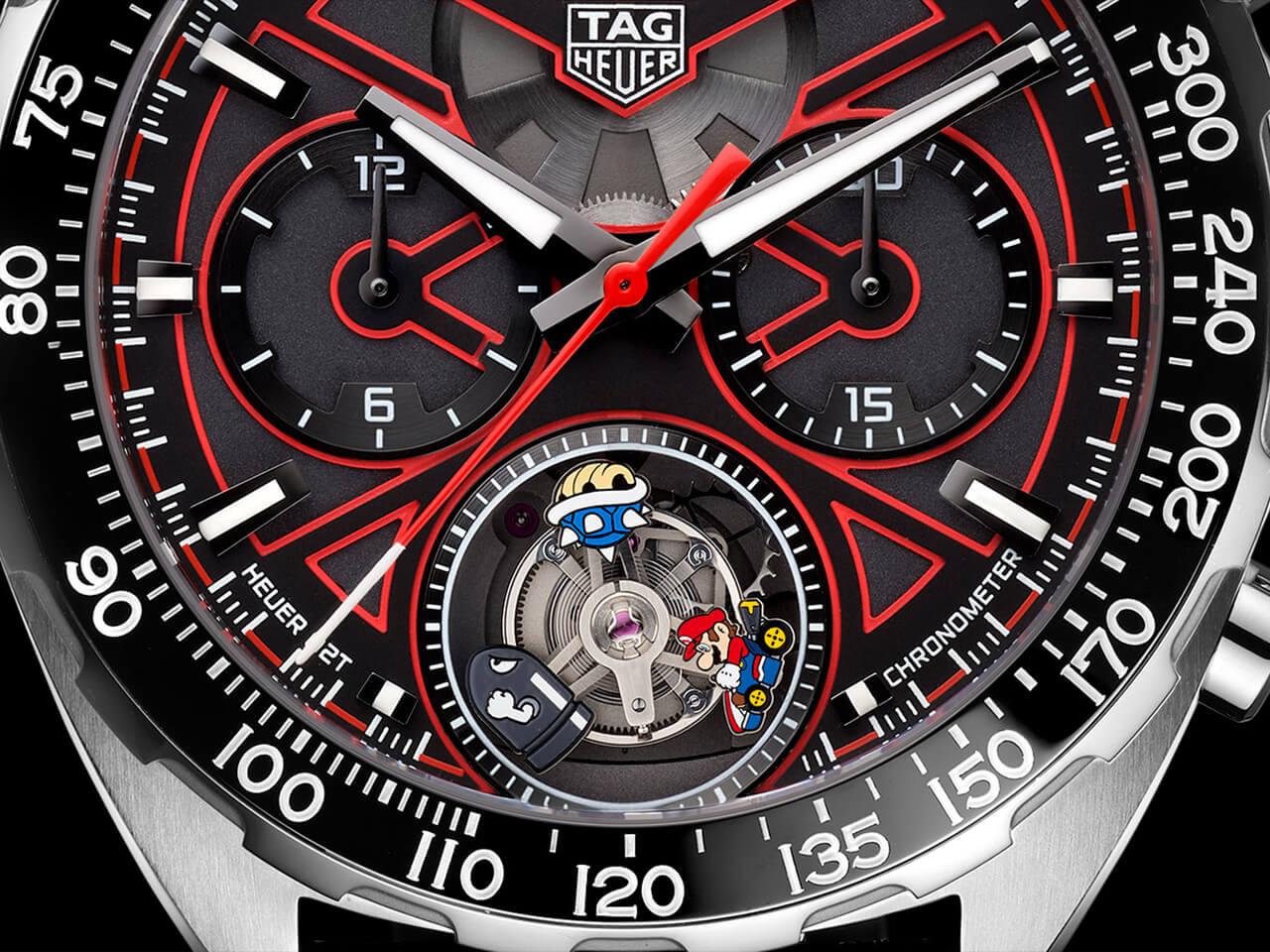 Tag Heuer Formula 1 Mario Kart Chronograph Tourbillion Black Dial Black Leather Strap Watch for Men - CAZ5080.FC6517