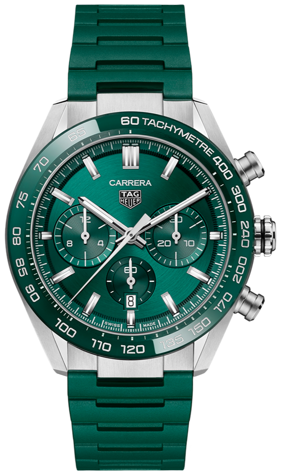 Tag Heuer Carrera Chronograph 44mm Green Dial Green Steel Strap Watch for Men - CBN2A1N.FT6238