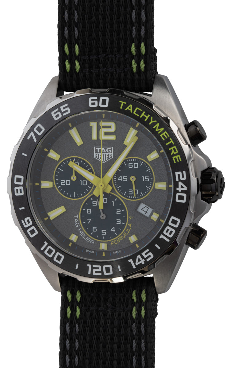 Tag Heuer Formula 1 Quartz Chronograph Grey Dial Black Nylon Strap Watch for Men - CAZ101AG.FC8304