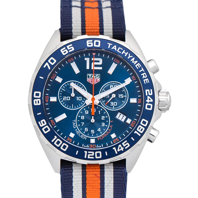 Tag Heuer Formula 1 Quartz Chronograph Blue Dial Two Tone NATO Strap Watch for Men - CAZ1010.FC8196